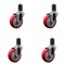 Service Caster 4'' Red Poly Wheel Swivel 1-5/8'' Expanding Stem Caster Set, 4PK SCC-EX20S414-PPUB-RED-158-4 - alternate 1
